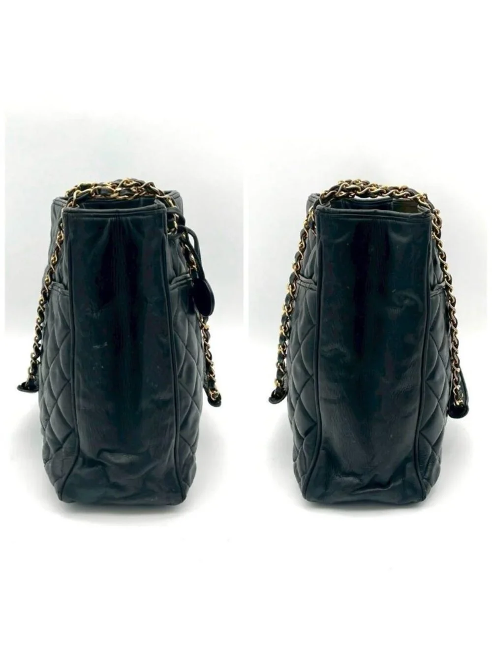 ★SOLD★ Chanel Quilted Tote Chain Lambskin Black - Picture 6 of 10